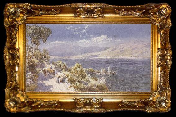 framed  Charles rowbotham Lake como with Bellagio in the Distance (mk37), ta009-2